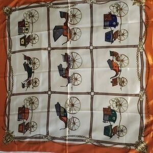 R-1193- Women's Scarf Orange Cream Blue Brown Green Colors NWT